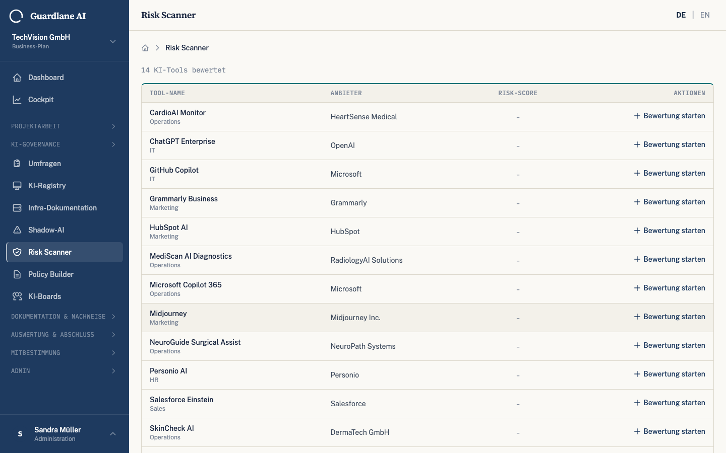 AI Risk Scanner interface